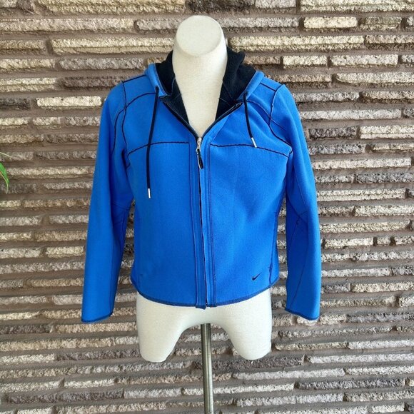 Nike Reversible Fleece Full Zip Athletic Fleece Jacket Blue Black Size Medium - Picture 13 of 13